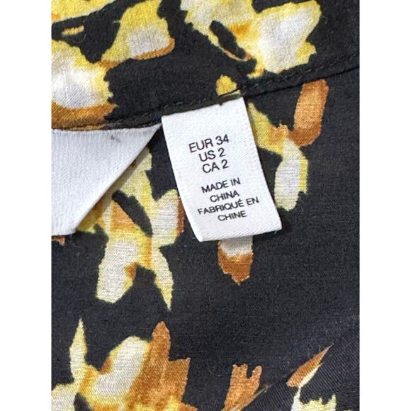 & Other Stories black yellow long sleeves ruffle asymmetrical midi dress size 2 - Picture 5 of 16